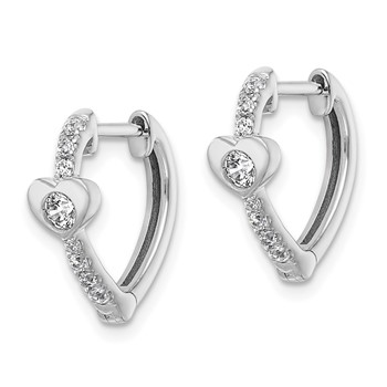 True Origin 14K White Gold 1/3 carat Lab Grown Diamond VS+ F+ Heart Hinged Hoop Complete Earrings — alternate view