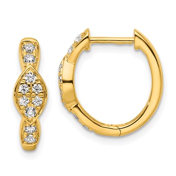 True Origin 14K Yellow Gold 1/3 carat Lab Grown Diamond VS+ F+ Hinged Hoop Complete Earrings