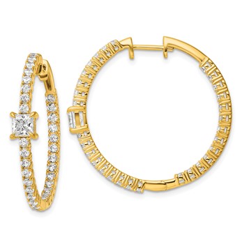 True Origin 14K Yellow Gold 3 1/8 carat Lab Grown Diamond VS+ F+ Complet In and Out Hoop Earrings