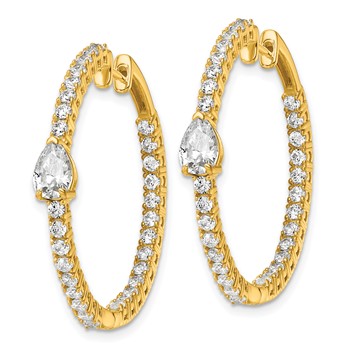 True Origin 14K Yellow Gold 3 1/8 carat Lab Grown Diamond VS+ F+ Complet In and Out Hoop Earrings — alternate view