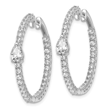 True Origin 14K White Gold 3 1/8 carat Lab Grown Diamond VS+ F+ Complet In and Out Hoop Earrings — alternate view