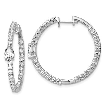 True Origin 14K White Gold 3 1/8 carat Lab Grown Diamond VS+ F+ Complet In and Out Hoop Earrings