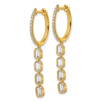 True Origin 14K Yellow Gold 1 carat Lab Grown Diamond VS+ F+ Complete Dangle Hoop Earrings — alternate view
