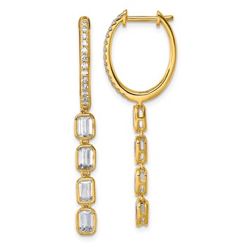 True Origin 14K Yellow Gold 1 carat Lab Grown Diamond VS+ F+ Complete Dangle Hoop Earrings