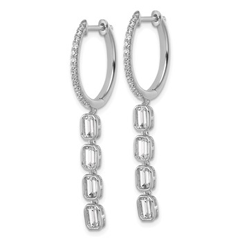 True Origin 14K White Gold 1 carat Lab Grown Diamond VS+ F+ Complete Dangle Hoop Earrings — alternate view