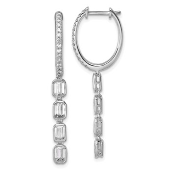 True Origin 14K White Gold 1 carat Lab Grown Diamond VS+ F+ Complete Dangle Hoop Earrings