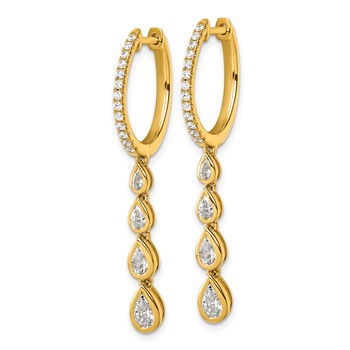 True Origin 14K Yellow Gold 1 3/4 carat Lab Grown Diamond VS+ F+ Complete Dangle Hoop Earrings — alternate view