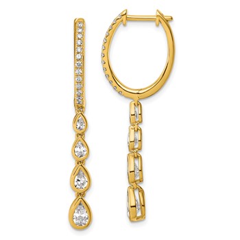 True Origin 14K Yellow Gold 1 3/4 carat Lab Grown Diamond VS+ F+ Complete Dangle Hoop Earrings