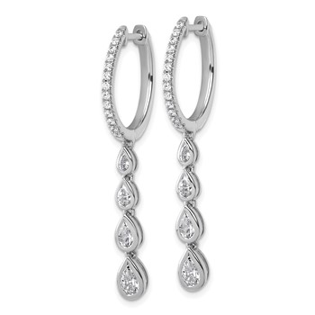 True Origin 14K White Gold 1 3/4 carat Lab Grown Diamond VS+ F+ Complete Dangle Hoop Earrings — alternate view