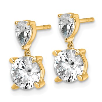 True Origin 14K Yellow Gold 3 carat Lab Grown Diamond VS+ F+ Complete Post Dangle Earrings — alternate view