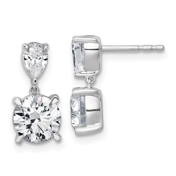 True Origin 14K White Gold 3 carat Lab Grown Diamond VS+ F+ Complete Post Dangle Earrings