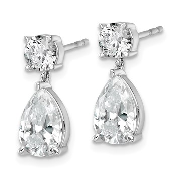 True Origin 14K White Gold 3 5/8 carat Lab Grown Diamond VS+ F+ Complete Post Dangle Earrings — alternate view