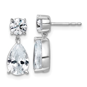True Origin 14K White Gold 3 5/8 carat Lab Grown Diamond VS+ F+ Complete Post Dangle Earrings