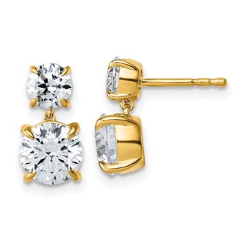True Origin 14K Yellow Gold 2 7/8 carat Lab Grown Diamond VS+ F+ Complete Post Dangle Earrings