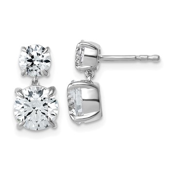 True Origin 14K White Gold 2 7/8 carat Lab Grown Diamond VS+ F+ Complete Post Dangle Earrings