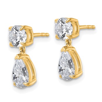 True Origin 14K Yellow Gold 2 7/8 carat Lab Grown Diamond VS+ F+ Complete Post Dangle Earrings — alternate view