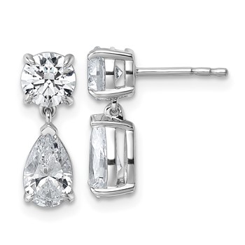 True Origin 14K White Gold 2 7/8 carat Lab Grown Diamond VS+ F+ Complete Post Dangle Earrings