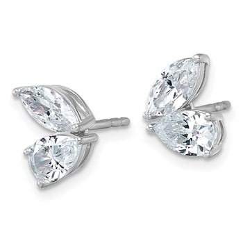 14k White Gold 2 carat Lab Grown Diamond VS+ F+ Complete Marquise and Pear Two Stone Post Earrings — alternate view