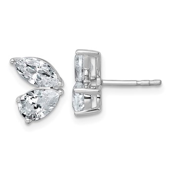 14k White Gold 2 carat Lab Grown Diamond VS+ F+ Complete Marquise and Pear Two Stone Post Earrings