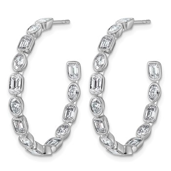 True Origin 14k White Gold 3 3/8 carat Lab Grown Diamond VS+ F+ Complete Mixed Bezel-Set Post Hoop Earrings — alternate view