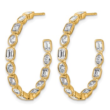 True Origin 14k Yellow Gold 3 3/8 carat Lab Grown Diamond VS+ F+ Complete Mixed Bezel-Set Post Hoop Earrings — alternate view