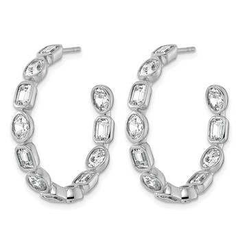 True Origin 14k White Gold 4 3/4 carat Lab Grown Diamond VS+ F+ Complete Mixed Bezel-Set Post Hoop Earrings — alternate view