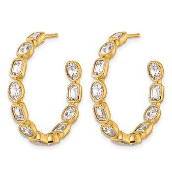True Origin 14k Yellow Gold 4 3/4 carat Lab Grown Diamond VS+ F+ Complete Mixed Bezel-Set Post Hoop Earrings — alternate view
