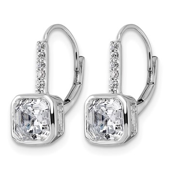 True Origin 14k White Gold 3 carat Lab Grown Diamond VS+ F+ Complete Square Bezel-Set Leverback Earrings — alternate view