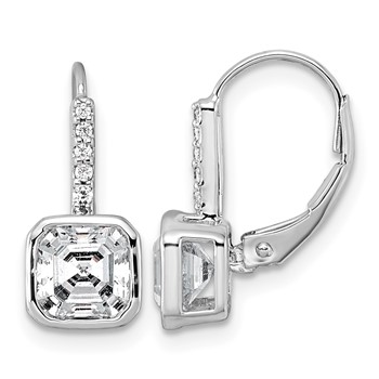 True Origin 14k White Gold 3 carat Lab Grown Diamond VS+ F+ Complete Square Bezel-Set Leverback Earrings