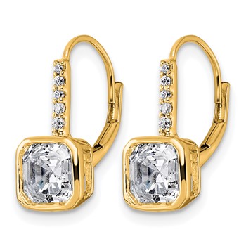 True Origin 14k Yellow Gold 3 carat Lab Grown Diamond VS+ F+ Complete Square Bezel-Set Leverback Earrings — alternate view