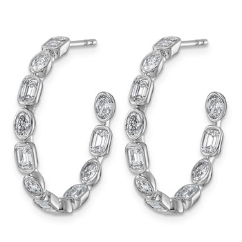 14kw 2 3/4ct LabGrown Dia VS+ F+ Post Emerald/Oval Comp Hoop Earrings — alternate view
