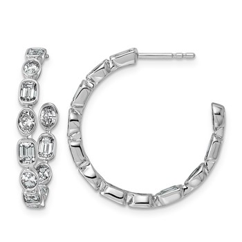 14kw 2 3/4ct LabGrown Dia VS+ F+ Post Emerald/Oval Comp Hoop Earrings