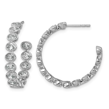 14kw 2 5/8ct LabGrown Dia VS+ F+ Post East/West Oval Comp Hoop Earrings