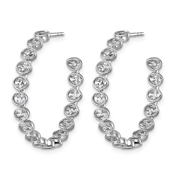 14kw 3 1/5ct LabGrown Dia VS+ F+ Post East/West Oval Comp Hoop Earrings — alternate view