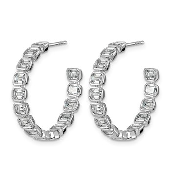 14kw 4ct LabGrown Dia VS+ F+ Post East/West Emerald Comp Hoop Earrings — alternate view