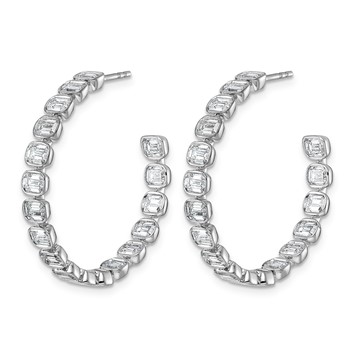 14k White Gold  7/8 carat Lab Grown Diamond VS+ F+ Post East/West Emerald Complete Hoop Earrings — alternate view