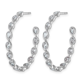 14kw 2ct Lab Grown Dia VS+ F+ Post Pear Comp Hoop Earrings — alternate view