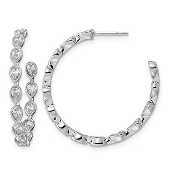 14kw 2ct Lab Grown Dia VS+ F+ Post Pear Comp Hoop Earrings