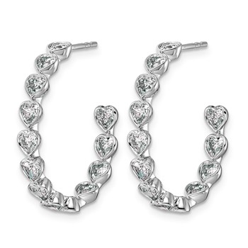 14kw 2 1/2ct Lab Grown Dia VS+ F+ Post Heart Comp Hoop Earrings — alternate view