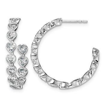 14kw 2 1/2ct Lab Grown Dia VS+ F+ Post Heart Comp Hoop Earrings