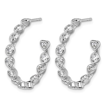 14kw 2 5/8ct Lab Grown Dia VS+ F+ Post Round/Heart Comp Hoop Earrings — alternate view