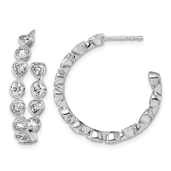 14kw 2 5/8ct Lab Grown Dia VS+ F+ Post Round/Heart Comp Hoop Earrings