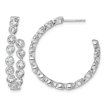 14kw 3 1/3ct Lab Grown Dia VS+ F+ Post Round/Heart Comp Hoop Earrings