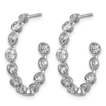 14kw 2 1/6ct Lab Grown Dia VS+ F+ Post Round/Pear Comp Hoop Earrings — alternate view