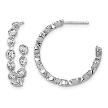 14kw 2 1/6ct Lab Grown Dia VS+ F+ Post Round/Pear Comp Hoop Earrings