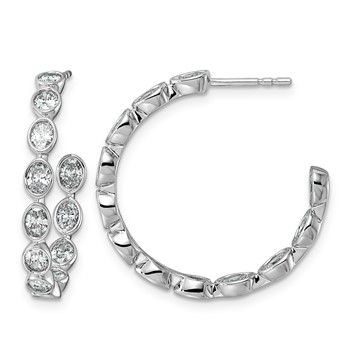 14kw 2 1/8ct Lab Grown Dia VS+ F+ Post Oval Comp Hoop Earrings