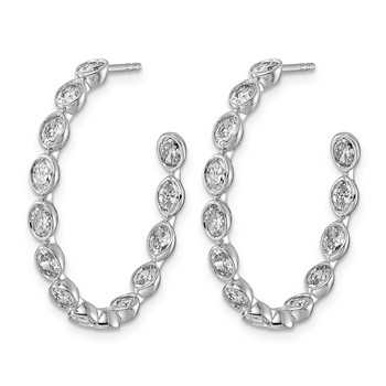 14kw 2 1/2ct Lab Grown Dia VS+ F+ Post Oval Comp Hoop Earrings — alternate view