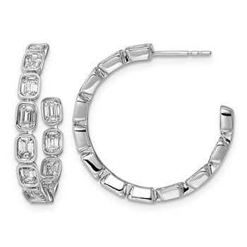 14kw 3 1/4ct Lab Grown Dia VS+ F+ Post Emerald Comp Hoop Earrings