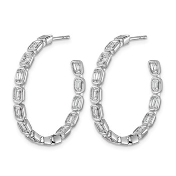 14kw 4ct Lab Grown Dia VS+ F+ Post Emerald Comp Hoop Earrings — alternate view