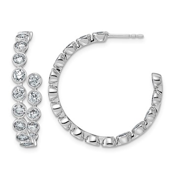 14kw 3 1/2ct Lab Grown Dia VS+ F+ Post Round Comp Hoop Earrings